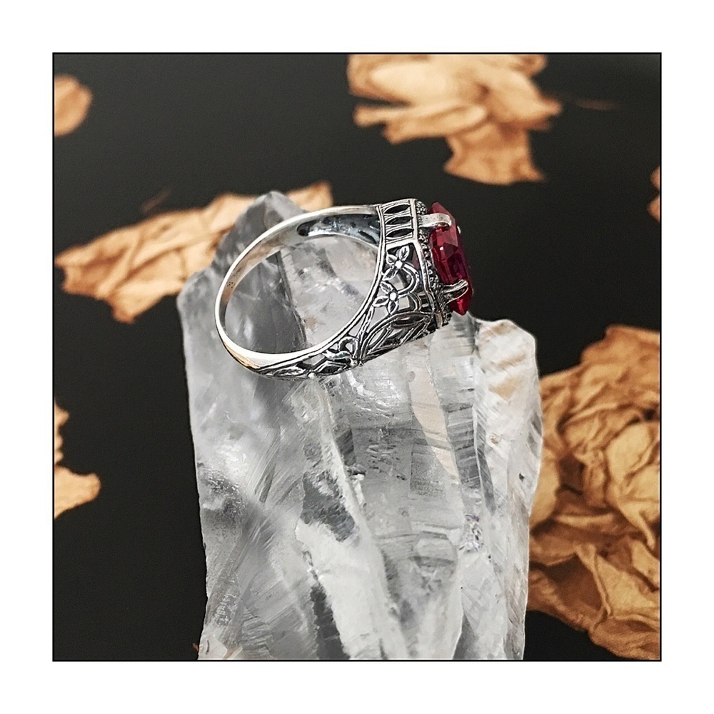 Vintage Rare Art Deco PASTE Burmese Ruby Ring - Picture 3 of 5